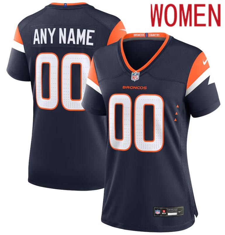 Women Denver Broncos Nike Navy blue Alternate Custom Game 2024 NFL Jersey->customized nfl jersey->Custom Jersey